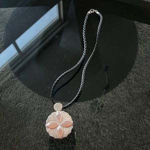 Silver necklace with pink quartz and silver ring with pink quartz 925’